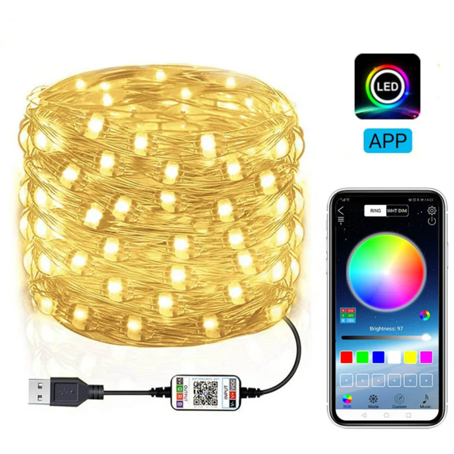 СВЕТОДИОДНАЯ Гирлянда Thrisdar 5/10 м Рождественская RGB Мерцающая гирлянда