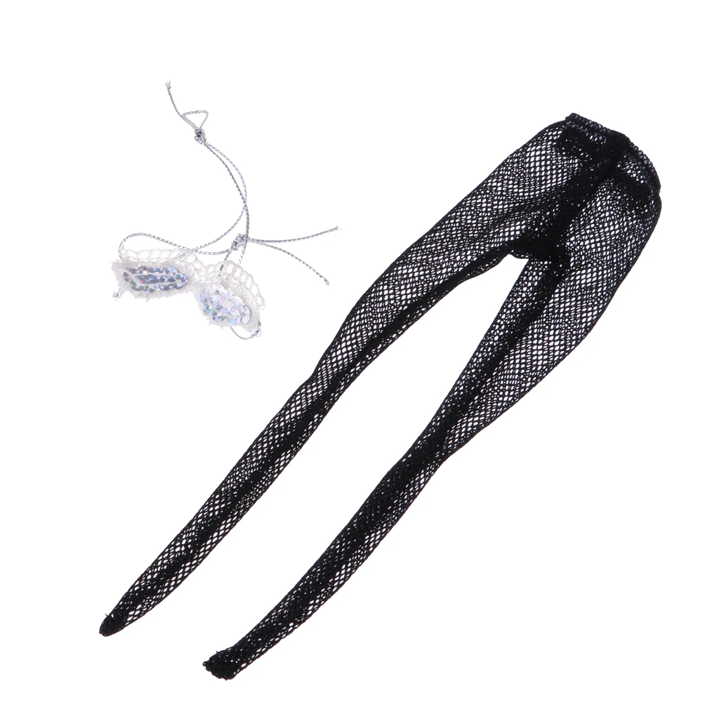 Sweet Tops & Lace Fishnet Panty-Hose Stockings For  Dolls Dress Up Black