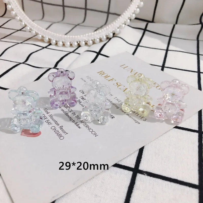 

DIY jewelry transparent color acrylic three-dimensional bear pendant earrings ear jewelry pendant accessories 6pcs