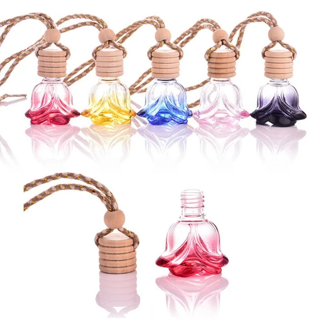 Bouteille de parfum vide en verre transparent pour voiture désodorisant  suspendu diffuseur parfum bouteille d'huile essentielle bouteilles  rechargeables 3 couleurs - AliExpress