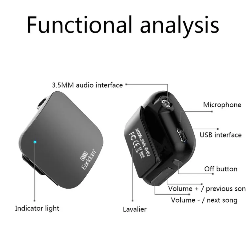 Проводные стереозвуки наушники беспроводной bluetooth-приемник с зажимом