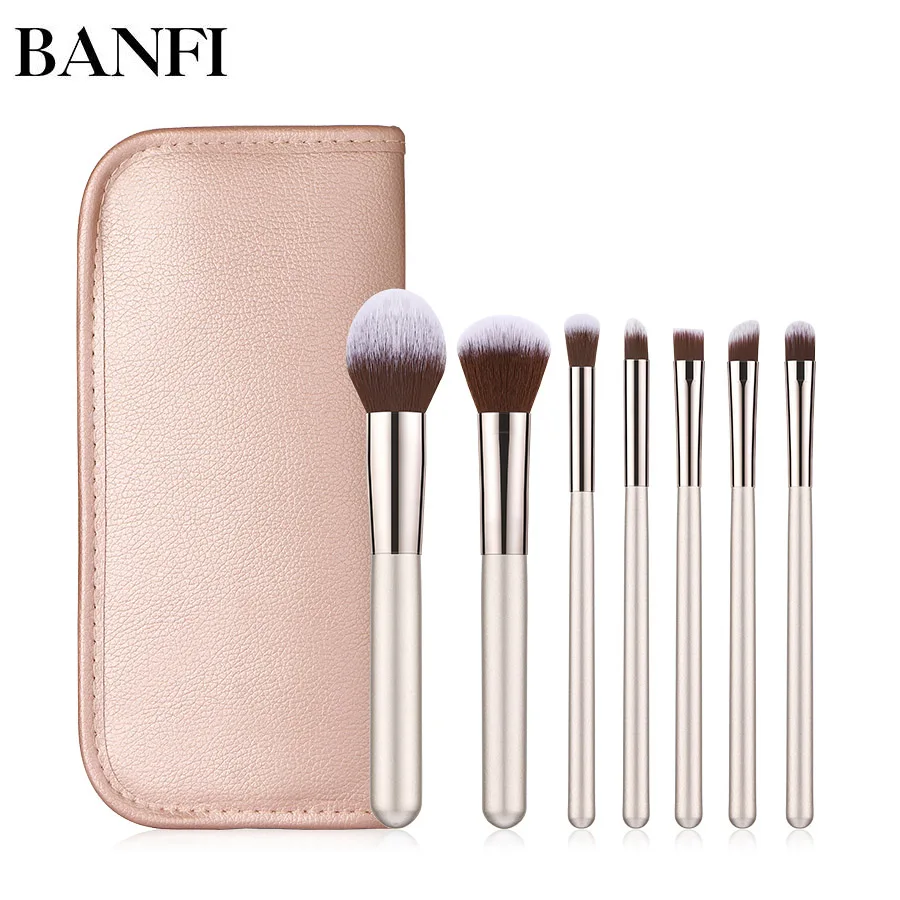 7PCs Makeup Brushes Set Champagne Gold Foundation Brush Eyeshadow Powder Make up pincel maquiagem Cosmetic Tools | Красота и здоровье