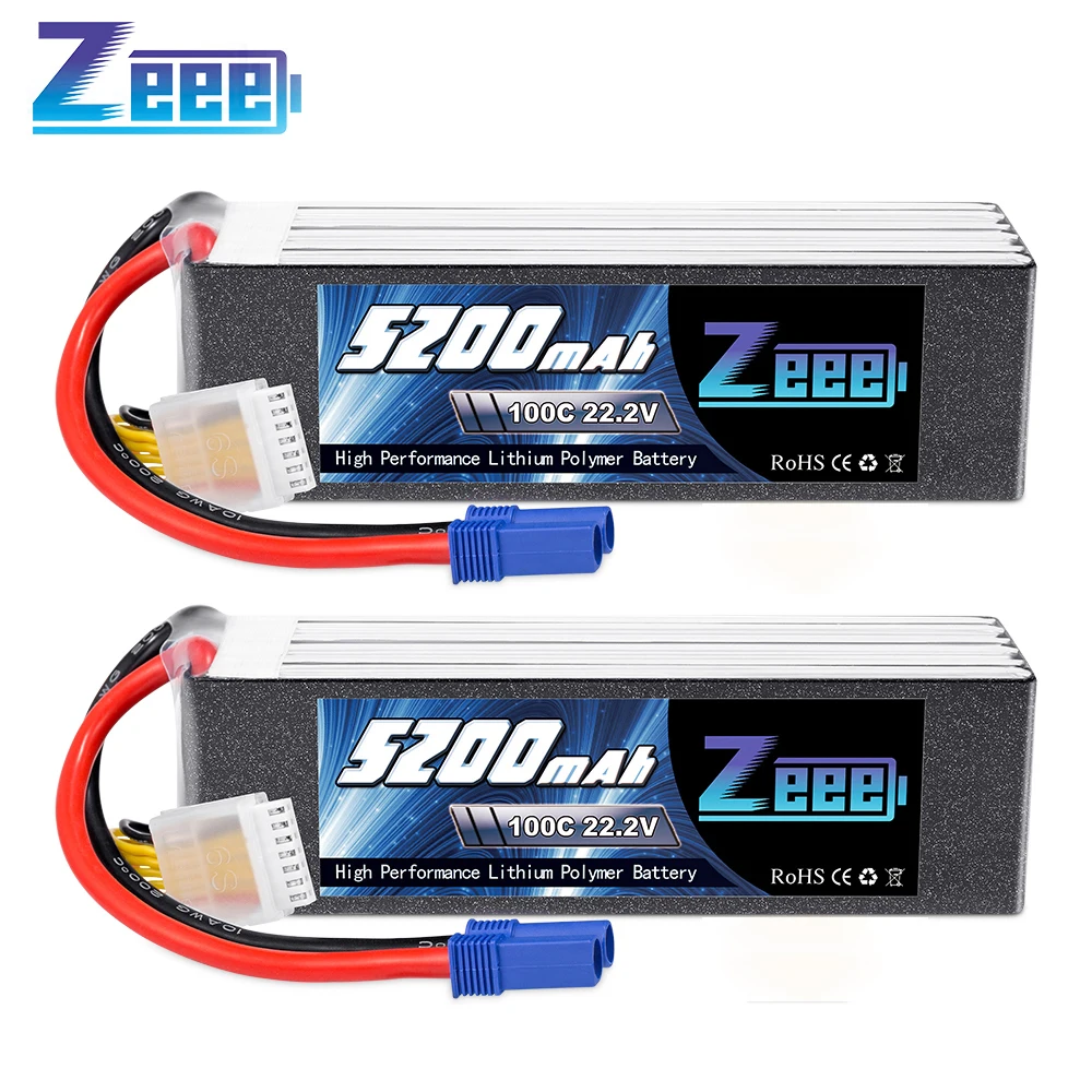2units Zeee 22.2V 100C 5200mAh 6S Lipo Battery with EC5 Connector RC
