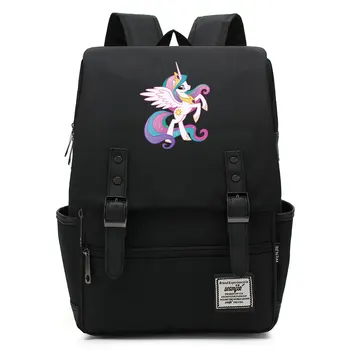 

Fashion New Hot Cartoon Cutie My Little Pony Buckle Children School Bag Teenagers Student Schoolbags Women Bagpack Men Backpack