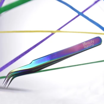 

BEAUTYBIGBANG Rainbow Nail Tweezer Manicure Nail Art Tool Repair Maintenance Eyelash Extension Tools