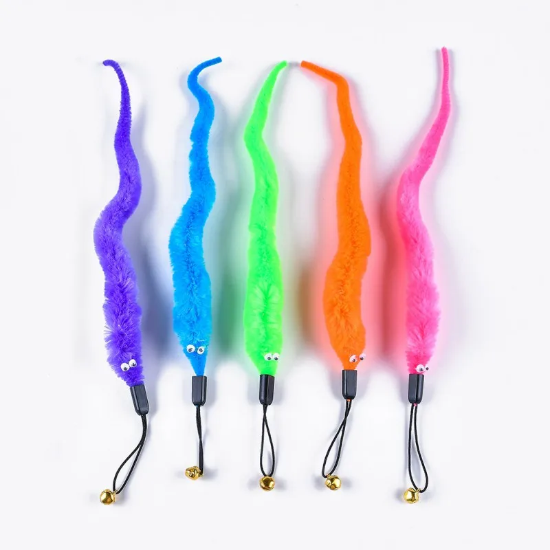 

5PCS Pet Catcher Toy Replacement Of Worms With Bell For Interactive Cat And Kitten Toy Wands