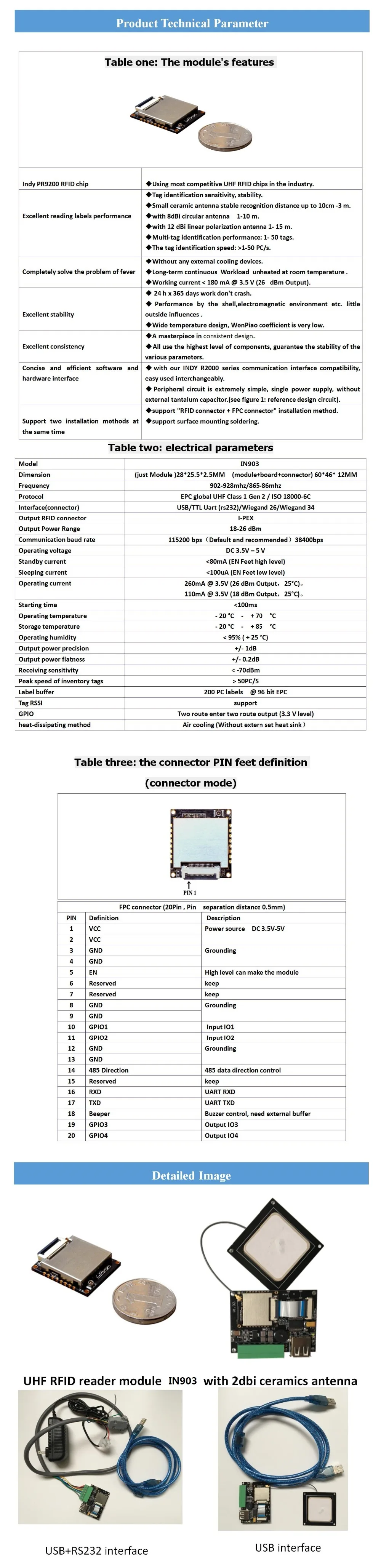 Низкая мощность небольшой rs232 встроенный для систем freshtrack UHF RFID считыватель модуль+ антенна+ RS232 кабель ISo18000-6C