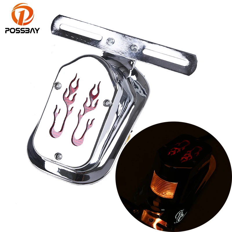 POSSBAY Motorcycle Rear Taillight Assembly Lights For Harley Cafe Racer