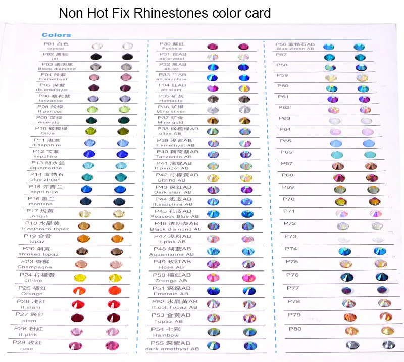 OLEEYA Color Chart Over 140 colors Hot Fix Rhinestones стразы Non Hotfix Rhinestones Color Cards Use For Choose Colors Y0164 