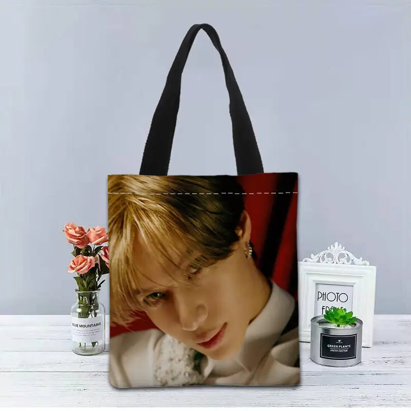 Custom SHINee Taemin Tote Bag Canvas Fabric Handbag Two Sides Printed Shopping Bag Traveling Casual Useful Shoulder Bag 0519 