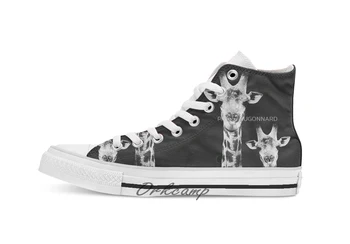 

SAFARI PROFILE GIRAFFES BLACK EDITION Custom Casual High Top lace-up Canvas shoes sneakers Drop shipping