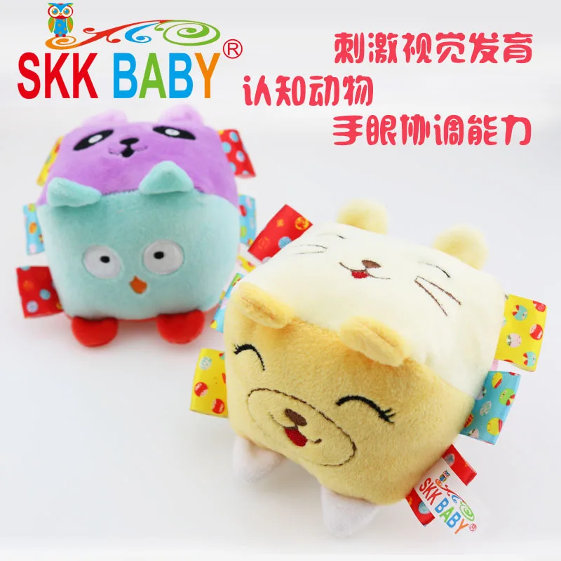 Skkbaby игрушки для детей и младенцев от 0 до 3 лет животное многогранная квадратная кожа плюшевая ткань погремушка