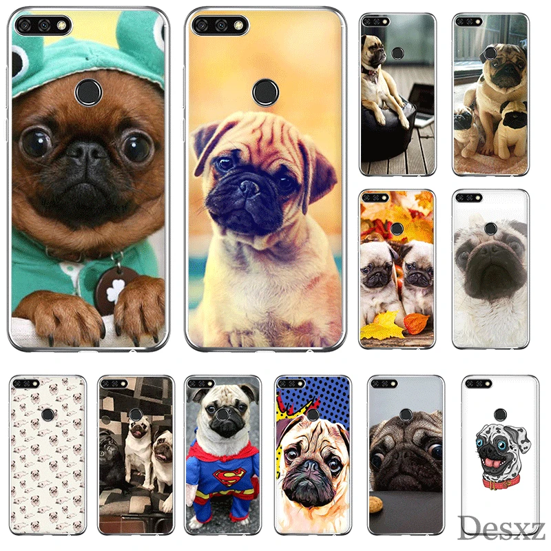 

Phone Case For Huawei Honor 6A 6C 7A 8 8X 8 9 9X 10 View 20 Lite Pro Play Hard Cover Funny Cute Pug