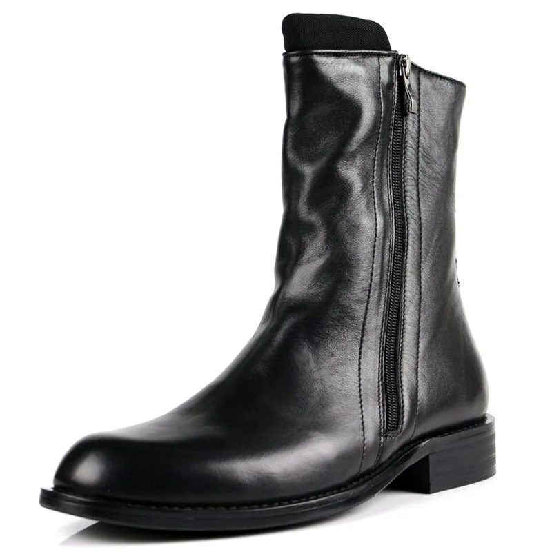 

England Men's Boots Trend Martin Boots Cowhide Hight-top MEN'S SHOES Genuine Leather Tube Leather Boot Combat Boots Cowboy Boots