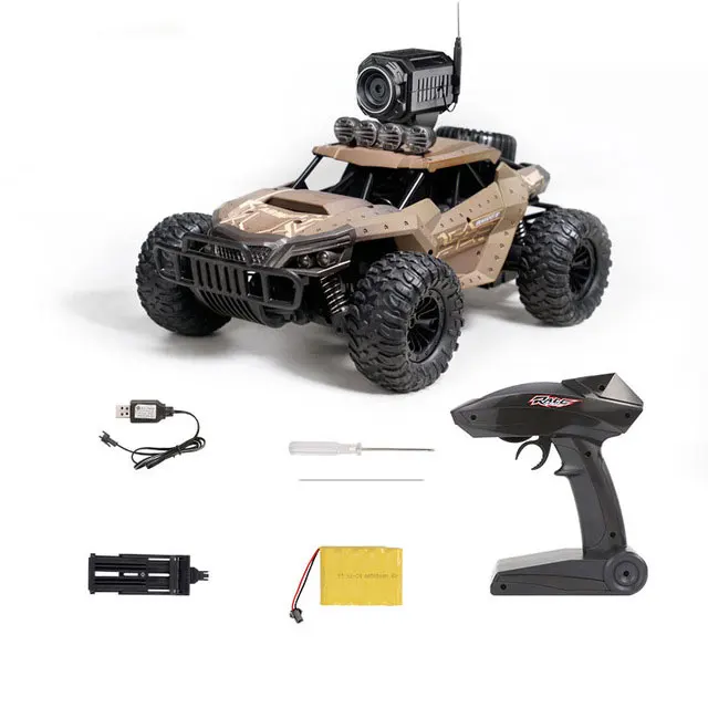 Brown with Camera 1:12 Электрический 2,4G RC автомобиль Рок Гусеничный пульт дистанционного управления игрушечные машинки 25 км/ч на радио с камерой управления светодиодный привод внедорожные игрушки - Цвет: Brown with Camera