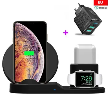

3 in 1 10W Fast Wireless Charger Dock Station Fast Charging For AirPods iPhone 11 Pro XR XS Max 8 Apple Watch 4 3 2 For Samsung