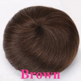 Человеческие волосы пучок для наращивания на шнурке шиньоны волосы кусок парик волнистые кудрявые грязные волосы не Реми бразильский коричневый цвет - Цвет: Brown-Straight