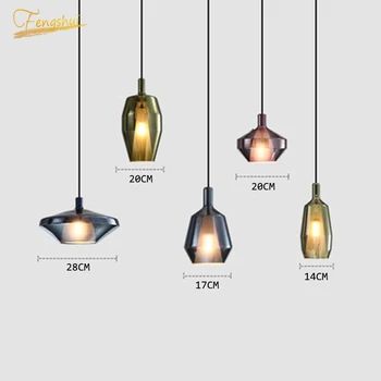 

Nordic Designer LED Glass Pendant Lamps Lighting Modern Diamond Shape Pendant Lights Living Room LOFT Industrial Light Fixtures
