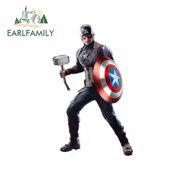 

EARLFAMILY 13cm x 8.1cm For Captain America Car Motorcycle Stickers Vinyl Material Decal Car Accessories Waterproof Decoration