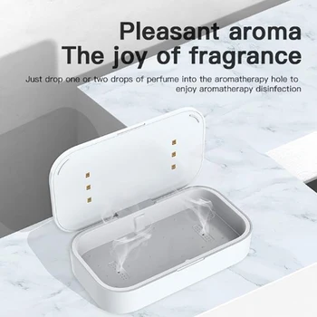 

Cell Phone Sterilizer UV Sanitizer Cleaner Aromatherapy Function Phone Disinfector with USB Charging for Phone Toothbrush Jewel