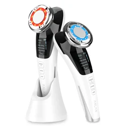 Advanced EMS Facial Massager with LED Light Therapy and Hot/Cold Compress Technology (White)