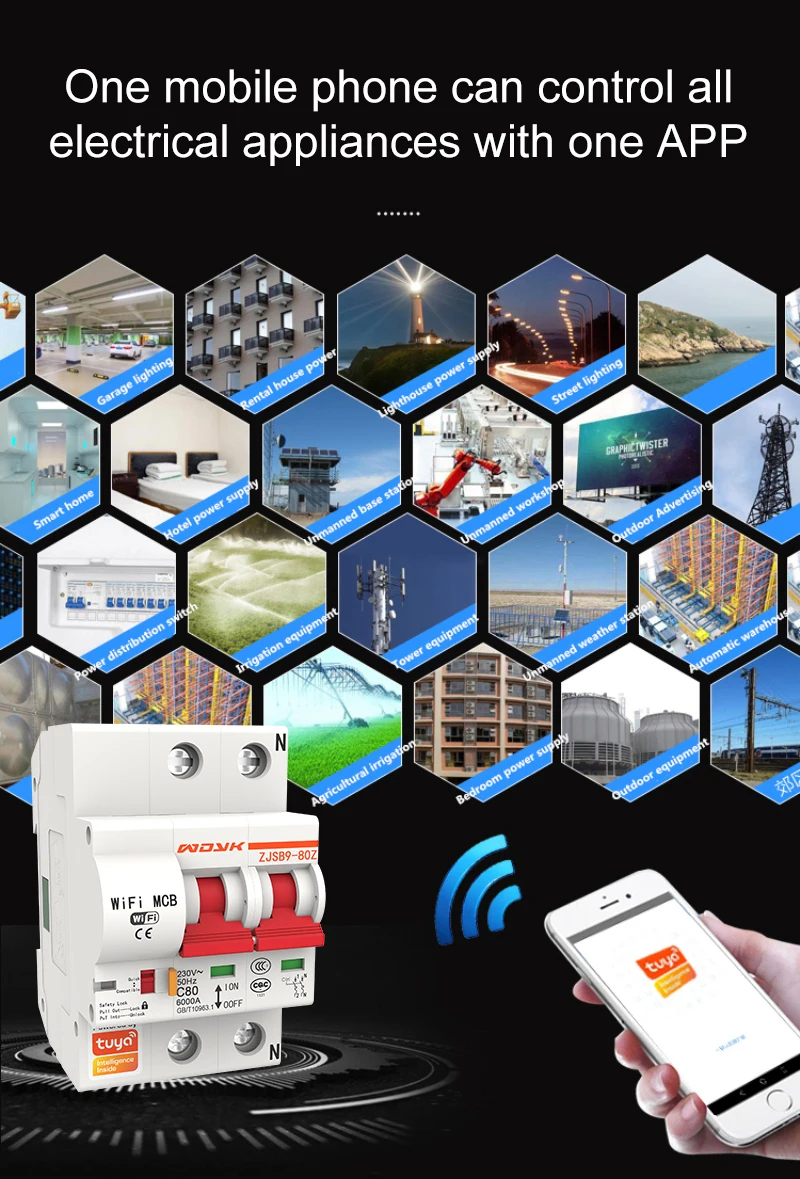 Tuya 4P16A/25A/63A/100A умный wifi автоматический выключатель приложение дистанционное управление работа с Alexa IFTTT Google Home автоматический выключатель
