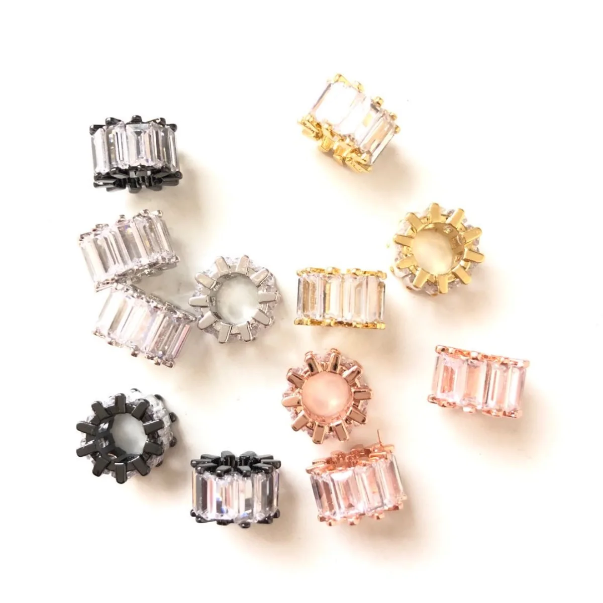 10 stücke Klar Zirkonia Gepflastert Rad Distanzscheiben-korne für Mädchen Schmuck Armband Ohrring Halskette, Der Taille Zubehör Großhandel
