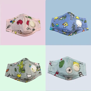 

PM2.5 Children Mouth Mask Respiratory Valve Creative Print Mask with 1 filter Warm Face Mask Fits Kids