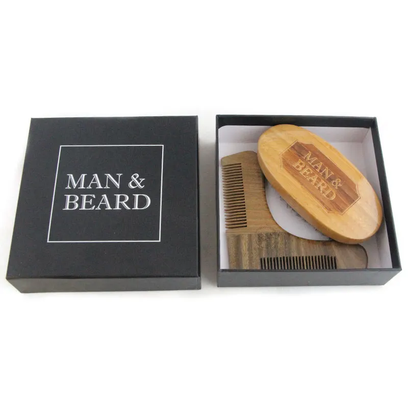 Beard Grooming Kit for Men Comb &amp Brush Set Natural Boar Bristle and Wood Styling Mustaches |