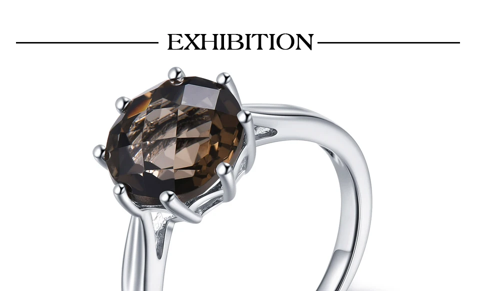 Hutang 3.73ct дымчатый кварц 925 Серебряное кольцо из настоящего коричневого драгоценного камня Кольца из стерлингового серебра для женщин Изысканные Элегантные классические ювелирные изделия