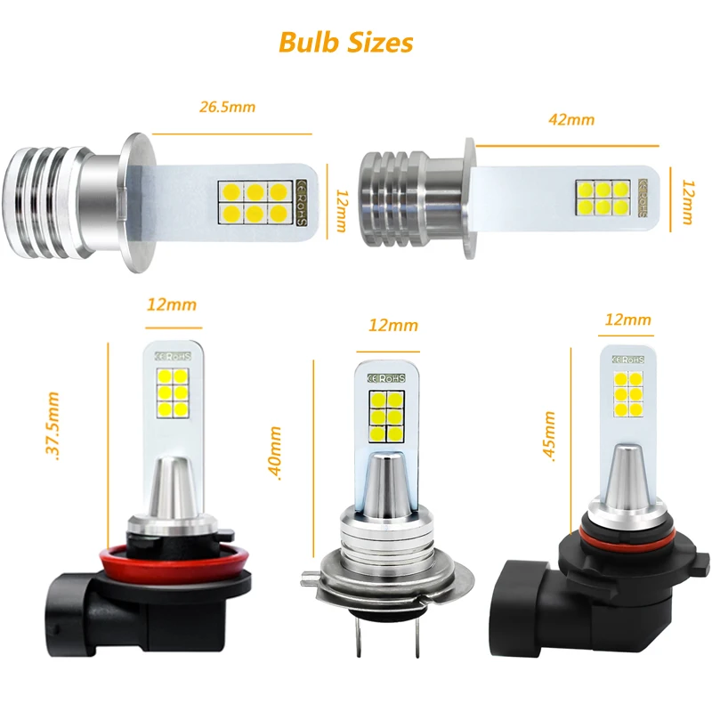 2x H7 светодиодный H1 H3 H8 H11 9006 HB4 супер яркий 12 3030SMD автомобильные Противотуманные фары лампы 1200LM 6000 К авто светодиодный противотуманной фары DRL светодиодные фары дальнего света