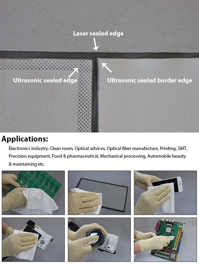 9x9inch 100-Class Ultra-Fine Cleanroom Wiper - Laser Edge-Sealing, Anti-Static, Soft Dust-Free Wipers for Industrial PCB and LCD Cleaning Description Image.This Product Can Be Found With The Tag Names Cheap Device Cleaners, Computer Office, Device Cleaners, High Quality Computer Office