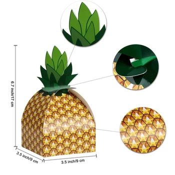 

50Pcs Pineapple Favor Boxes 3D Large Pineapple Party Favors Bags for Hawaiian Luau Pineapple Theme Party Decorations Summer Trop