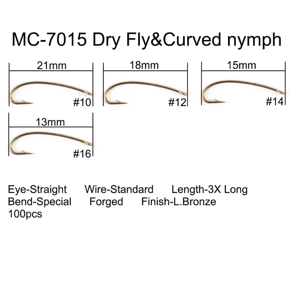 7015 Dry nymph hook Maximumcatch 100 шт. 4#-22# рыболовные крючки с колючими крючками сухие и влажные и нимфа и креветки Caddis Pupa Стример Летать Рыболовные крючки - Цвет: 7015 Dry nymph hook