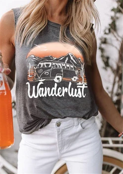 

Letter Print Tank Top Women Summer O-neck Vest 2020 New Gray Tanks For Women Clothes Summer Sleeveless Tee Shirts Female Top