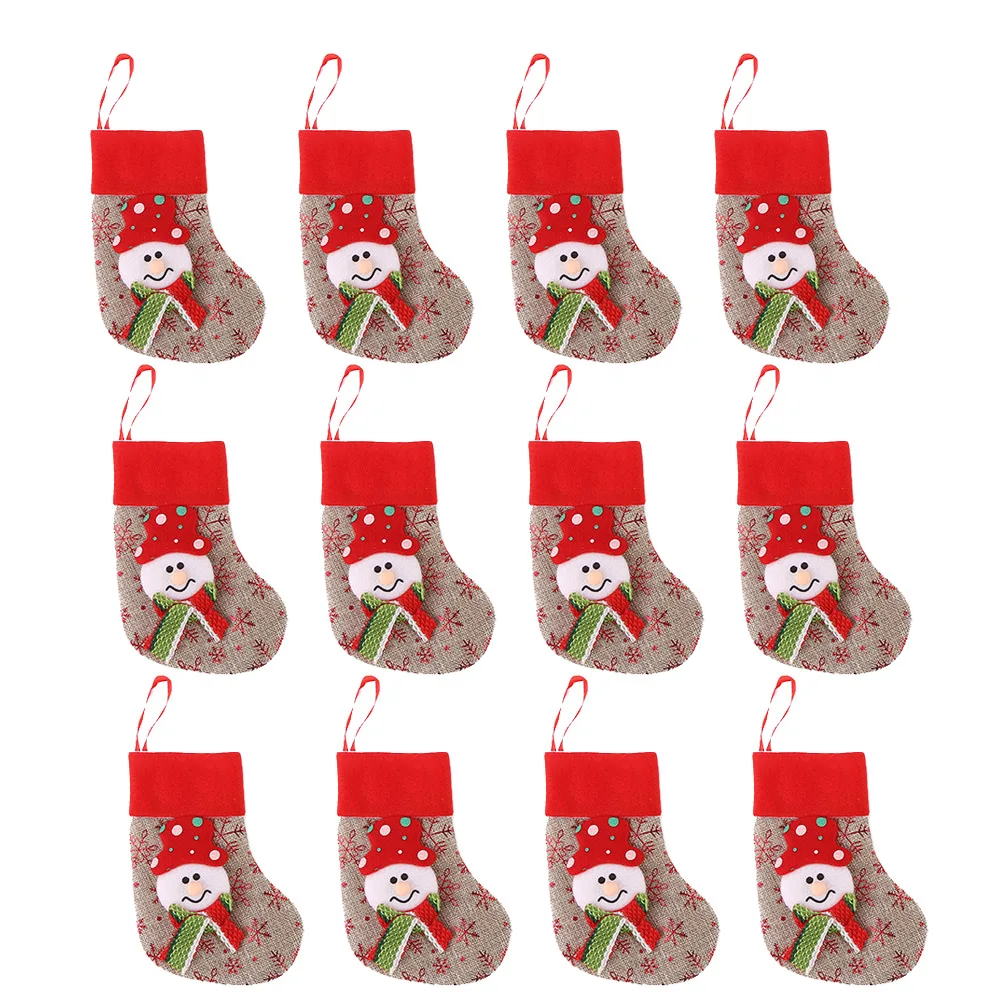 12pcs Christmas Gift Stocking Christmas Socks Christmas Hanging Stockings Embroidered Christmas Socks Classic Christmas Gift Bag - Цвет: 3