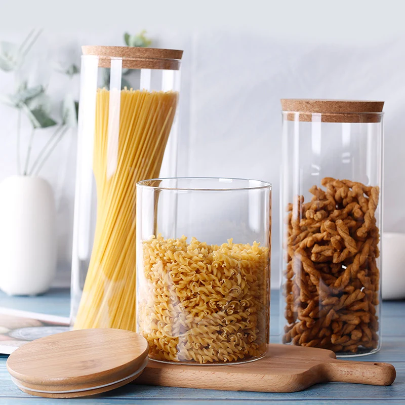 Контейнер для еды, бамбуковое покрытие, высокое боросиликатное пищевое герметичное стекло емкость для хранения кухни, разное зерно, резервуар для хранения