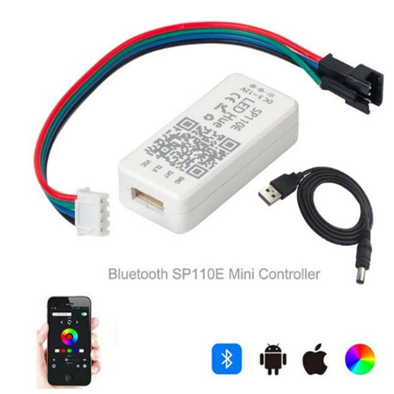 USB sp110e Полноцветная 12 мм WS2811 IC Светодиодная точечная лампа цифровой модуль полосы света DC 5 В Водонепроницаемая точка SP110E Bluetooth контроллер 50 шт - Испускаемый цвет: USB sp110e