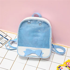 Blue Милый женский рюкзак Bownot, прозрачные сумки Ita для школы Harajuku, Школьные Сумки из искусственной кожи для девочек-подростков, модная сумка для книг - Цвет: Blue