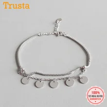 Trusta из натуральной 925 пробы Серебряный Модный двухслойный браслет-цепочка с кисточками для женщин и девушек, дропшиппинг DS2364
