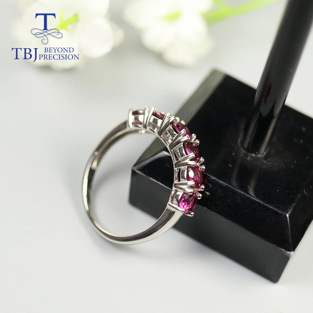 Natural Brazil Rhodolite Garnet Ring Round 4mm 6 piece classic simple Gemstone Ring fine jewelry 925 sterling silver for women 3