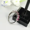 Natural Brazil Rhodolite Garnet Ring Round 4mm 6 piece classic simple Gemstone Ring fine jewelry 925 sterling silver for women 3