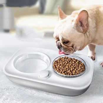 

Double Pet Bowls Dog Food Water Feeder Plastic Pet Drinking Dish Feeder Cat Puppy Feeding Supplies Dog Accessories