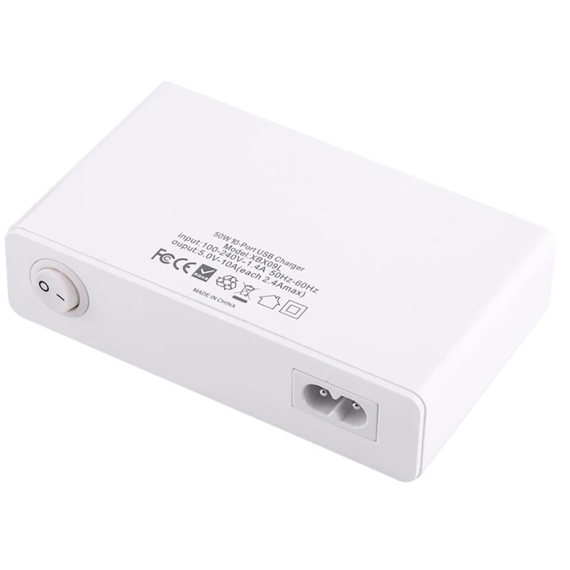 10 Port Multi Usb Charger Hub 50W 10A Fast Usb Wall Charger Usb Charging Station Base Universal Mobile Phone Power Charging New