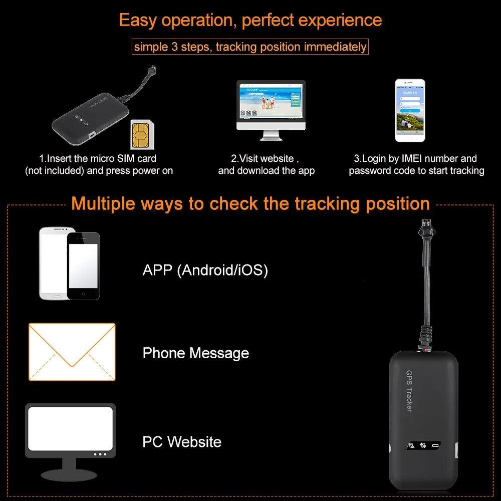 Gps спутниковый GSM трекер Противоугонный голосовой монитор SMS приложение для IOS Android определяющий местоположение в реальном времени сигнализация для автомобиля Мотоцикл Грузовик