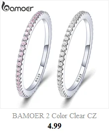 Bamoer розовый цветок стекируемые кольца для женщин ажурные Цветочные дизайн 925 пробы серебряные ювелирные изделия GAR059