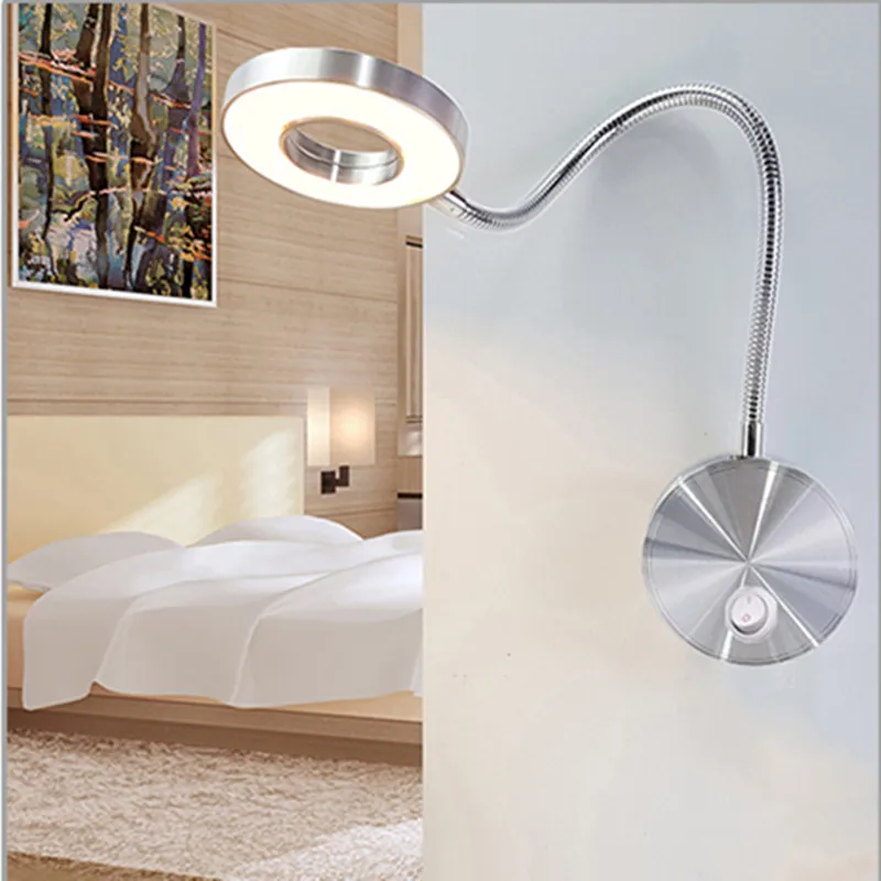 

5W Wall Lamp Hoses Bedside Reading Lamp Wall Light Flexible Modern Fashion Book Lights Aluminum LED Bulbs Home Hotel Bath Light