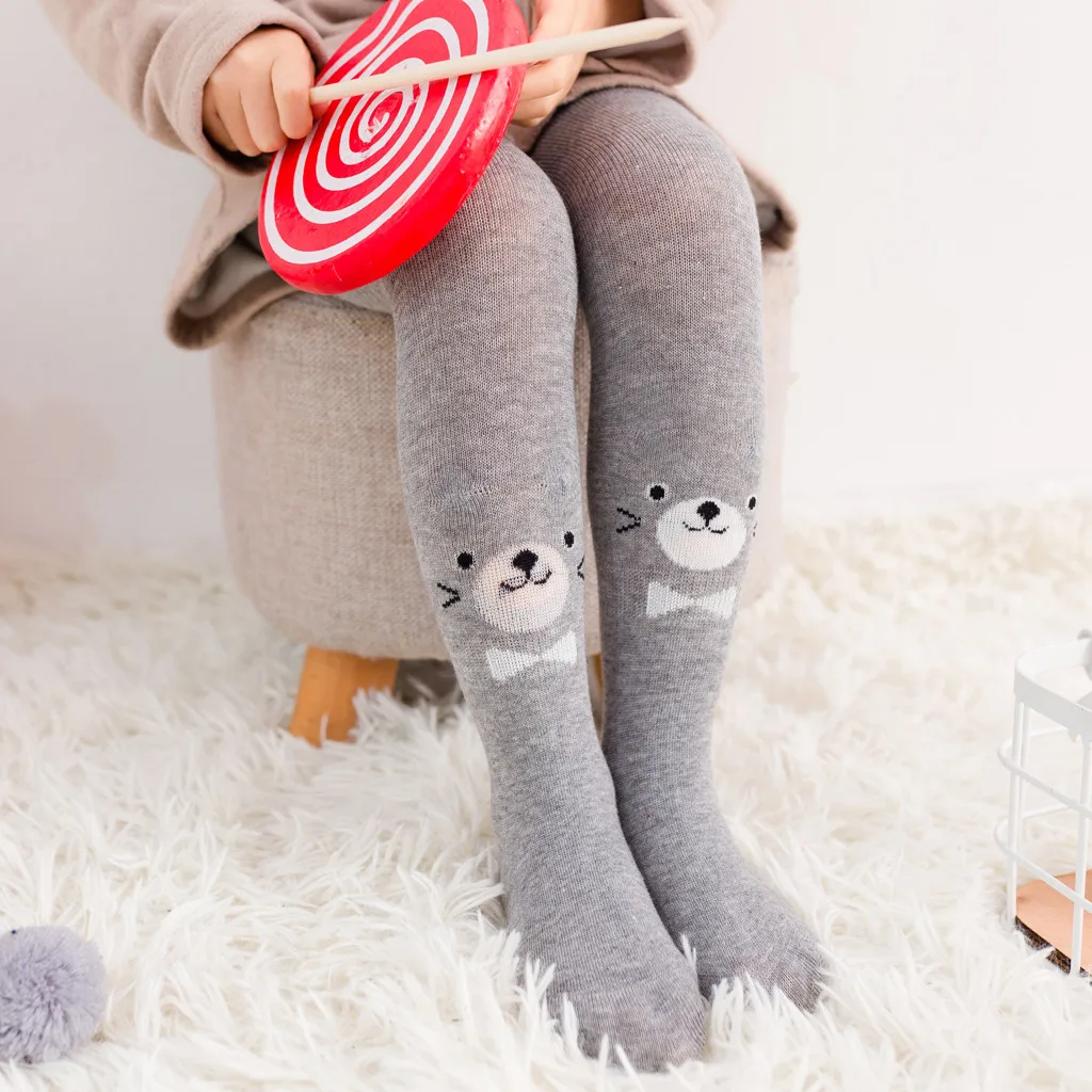 MUQGEW, мягкие хлопковые колготки для маленьких девочек Лидер продаж года, брюки с бантом новые стильные милые носки с изображением медведя теплые колготки