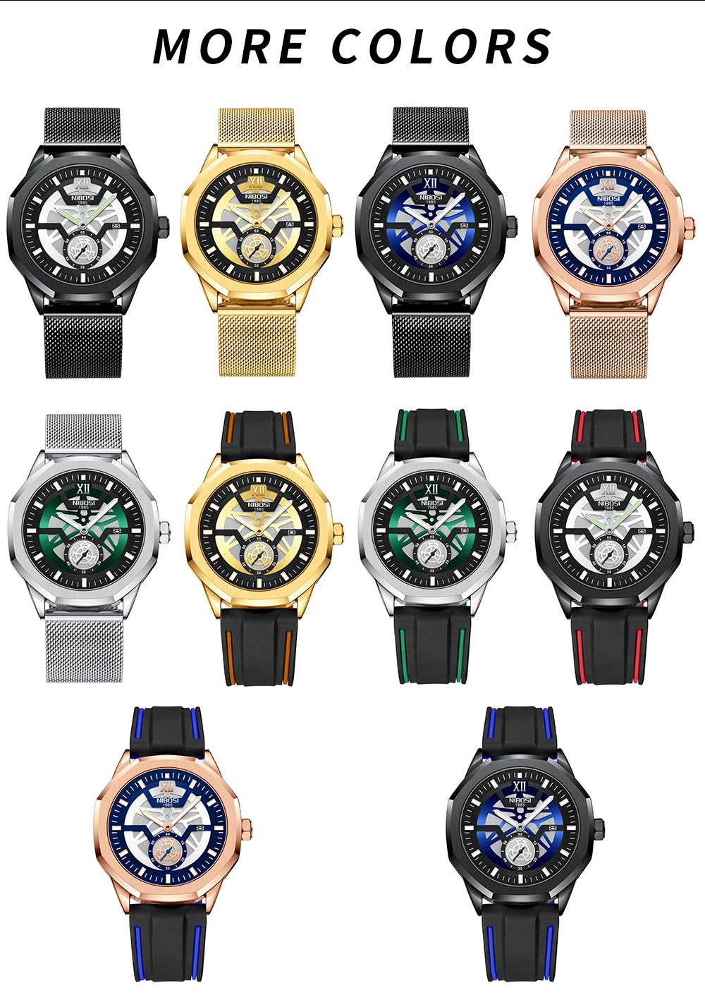 New Relogio NIBOSI Casual Sport Watch for Men Top Brand Luxury Military Leather Watch Man Clock Fashion Chronograph Wristwatch