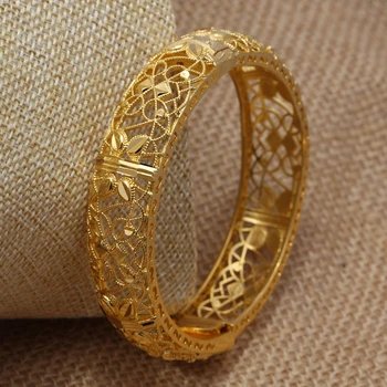 

Bangles African Nigeria Dubai Gold Color Bangles For Women Girl Copper jewelry wedding Bracelet Jewelry african Bride jewelry